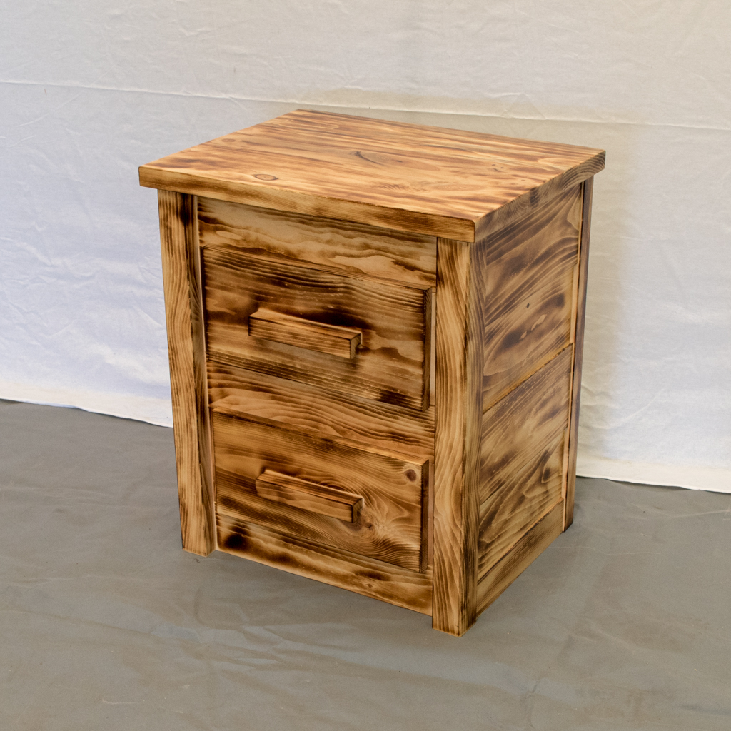 Rustic Farmhouse 2 Drawer Nightstand Handcrafted, Solid Wood