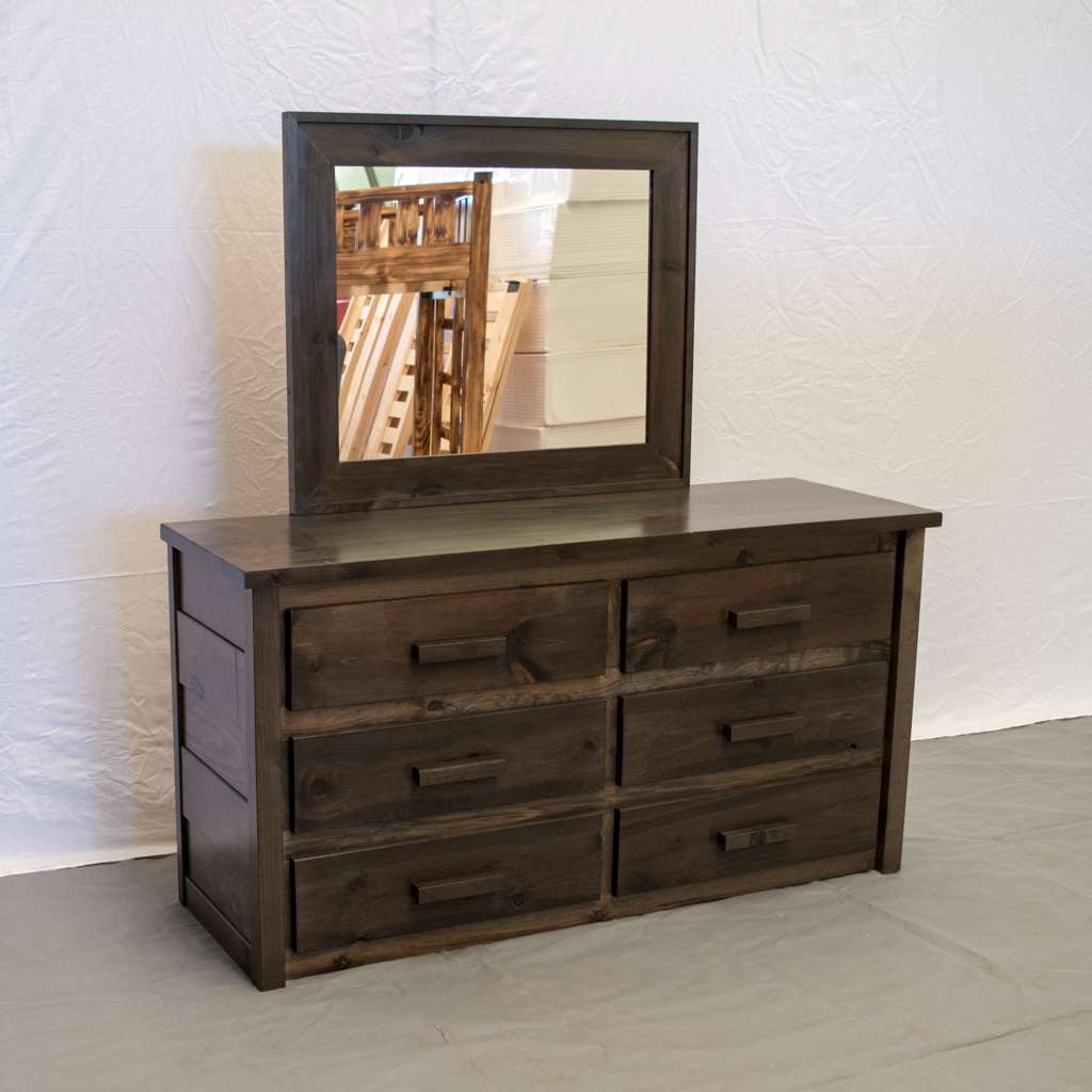 Rustic Farmhouse 6 Drawer Dresser with Mirror
